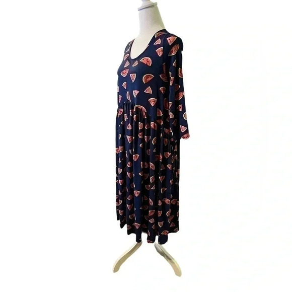 Agnes & Dora Dress Watermelon Print Comfy Fun Pullover Dress With Pockets Size M - Picture 2 of 4
